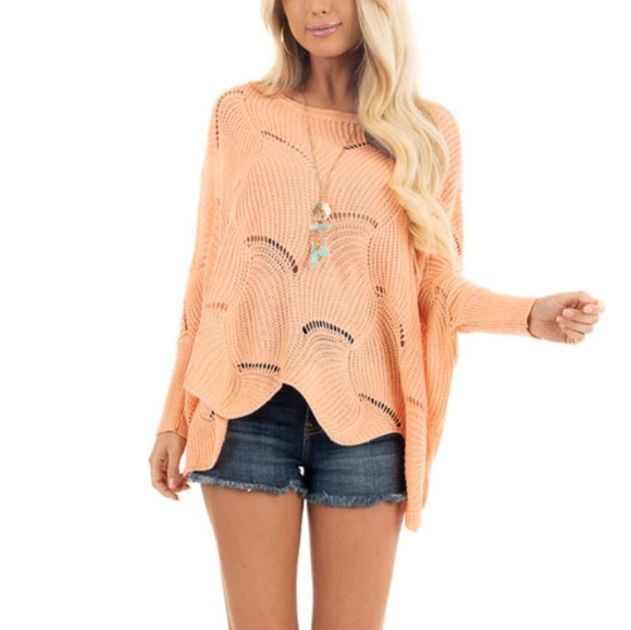 ❤️ LAST ONE ❤️ Peach Round Neck Sweater NWT - Picture 2 of 6